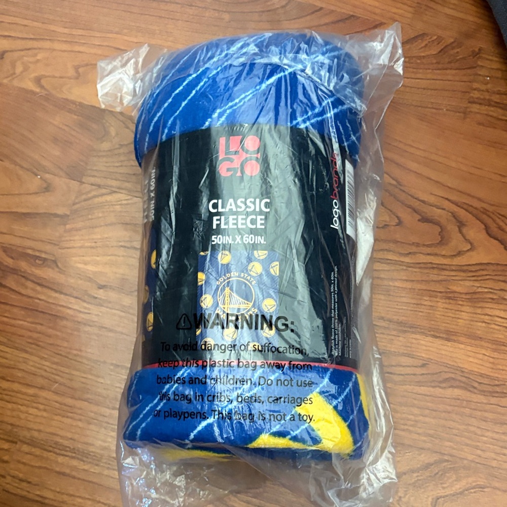 Logo Athletic Blue and Yellow Fleece Golden State Warriors Blanket